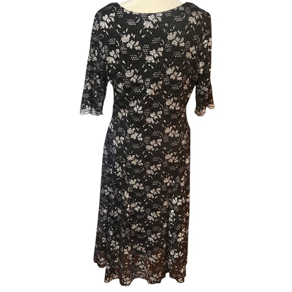 Rabbit Rabbit Rabbit Designs Fit & Flare Cocktail Dress Size 12 Black Silver - Picture 2 of 13